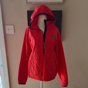 Red Quilted Hooded Jacket